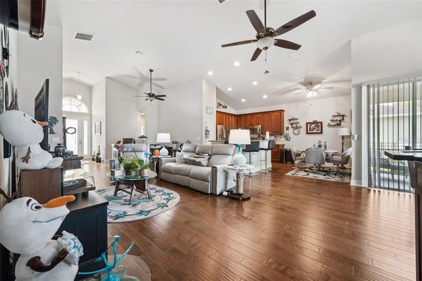 Dining room, Interior, Kitchen, Living room, Pendant Lights, Recessed Lighting, Wood Texture Flooring