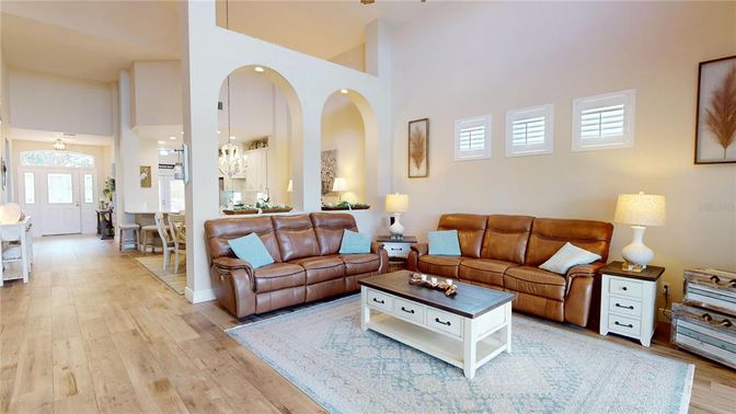 Dining room, Interior, Living room, Pendant Lights, Wood Texture Flooring
