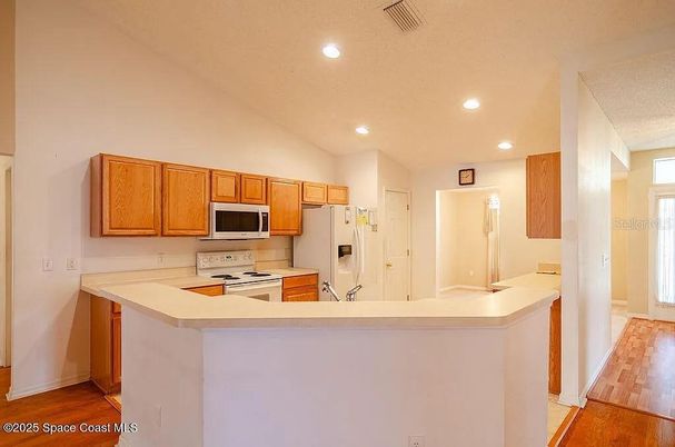 Interior, Kitchen, Recessed Lighting, Wood Texture Flooring