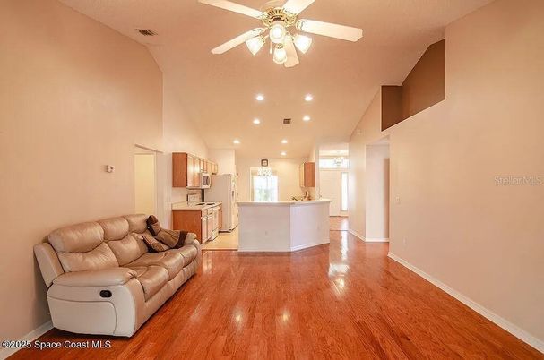 Interior, Kitchen, Living room, Recessed Lighting, Wood Texture Flooring