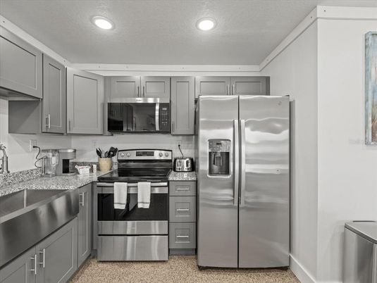 Interior, Kitchen, Recessed Lighting, Stainless Steel Appliances