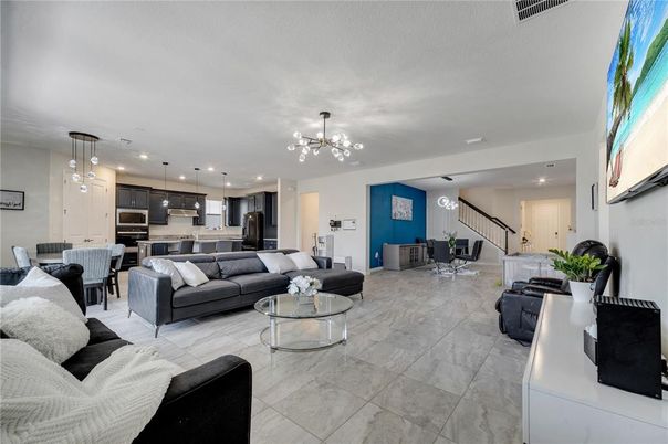 Dining room, Interior, Kitchen, Living room, Pendant Lights, Recessed Lighting, Stainless Steel Appliances
