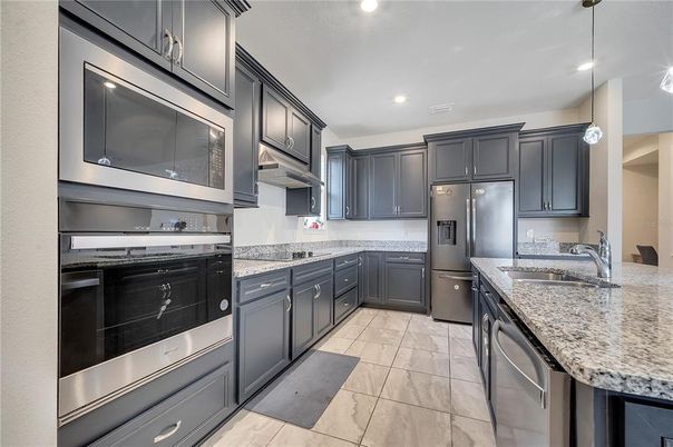 Interior, Kitchen, Marble, Recessed Lighting, Stainless Steel Appliances