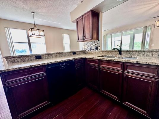 Interior, Kitchen, Pendant Lights, Wood Texture Flooring