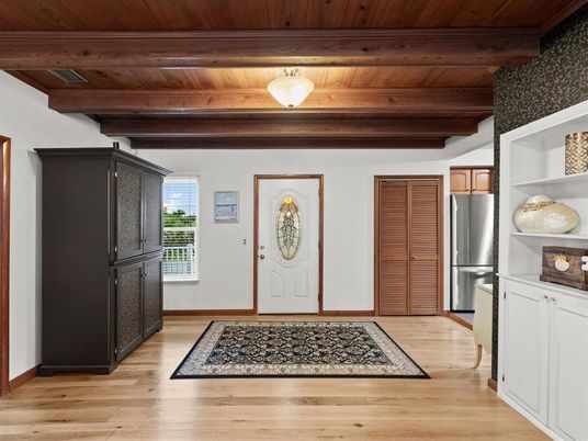 Interior, Kitchen, Stainless Steel Appliances, Wooden Beams, Wooden Ceilings, Wood Texture Flooring