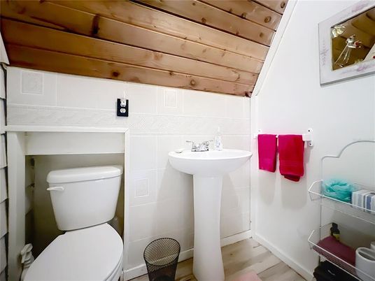 Bathroom, Interior, Wooden Ceilings, Wood Texture Flooring