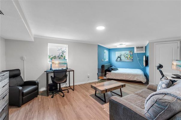 Bedroom, Home Office, Interior, Recessed Lighting, Wood Texture Flooring