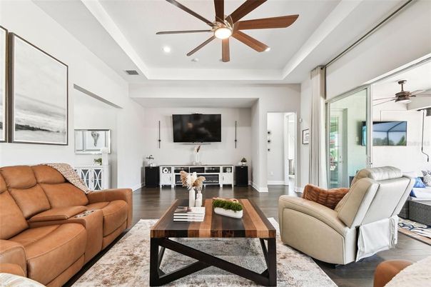 Interior, Living room, Recessed Lighting, Wood Texture Flooring