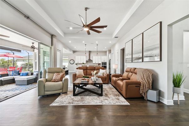 Interior, Kitchen, Living room, Pendant Lights, Recessed Lighting, Stainless Steel Appliances, Wood Texture Flooring