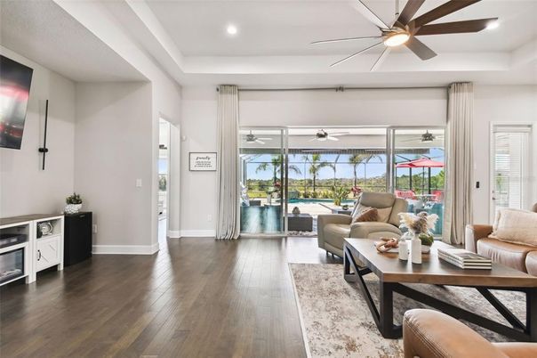 Interior, Living room, Recessed Lighting, Water, Wood Texture Flooring