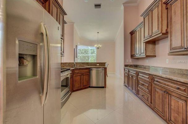 Chandelier, Interior, Kitchen, Stainless Steel Appliances