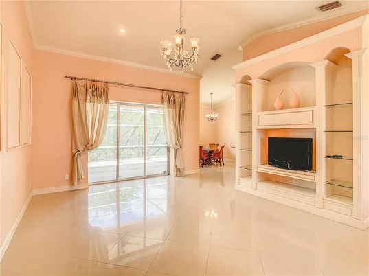 Chandelier, Dining room, Fireplace, Interior, Recessed Lighting