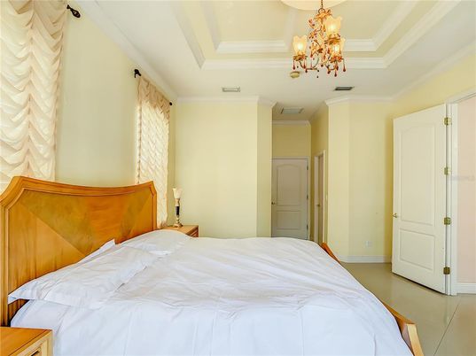 Bedroom, Chandelier, Interior