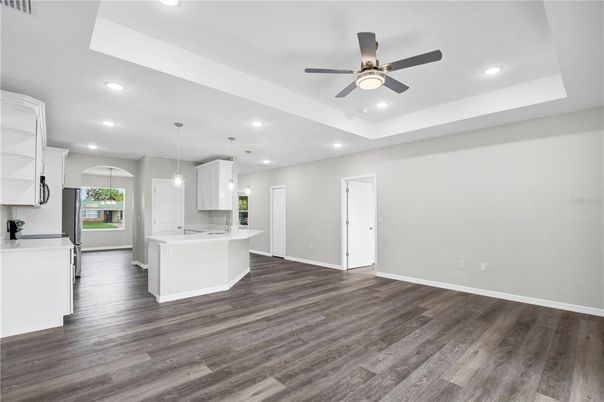 Interior, Kitchen, Pendant Lights, Recessed Lighting, Wood Texture Flooring