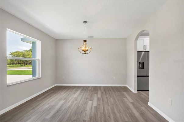 Empty room, Interior, Pendant Lights, Wood Texture Flooring