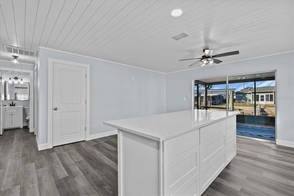 Interior, Kitchen, Recessed Lighting, Wood Texture Flooring