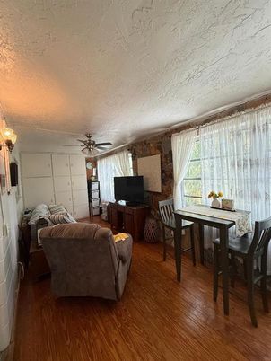 Dining room, Interior, Living room, Stone Walls, Wood Texture Flooring