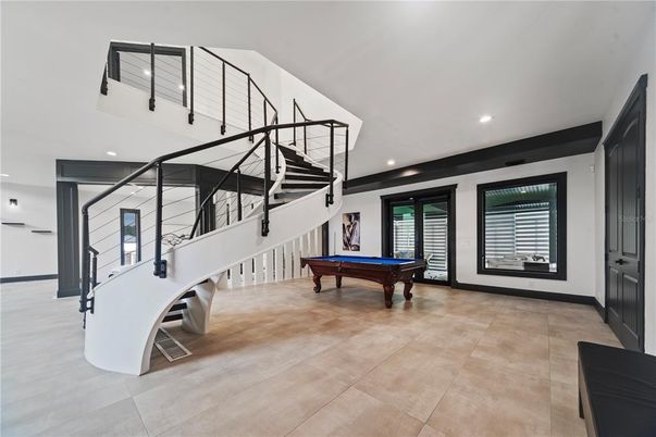 Billiard Table, Game Room, Interior, Recessed Lighting