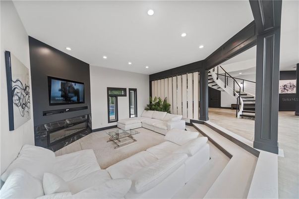 Fireplace, Interior, Living room, Recessed Lighting