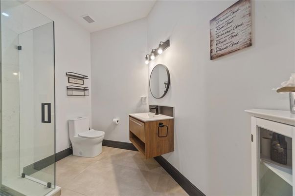 Bathroom, Dual Sink Vanities, Glass Shower, Interior