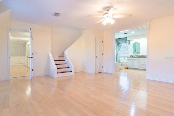 Empty room, Interior, Recessed Lighting, Wood Texture Flooring