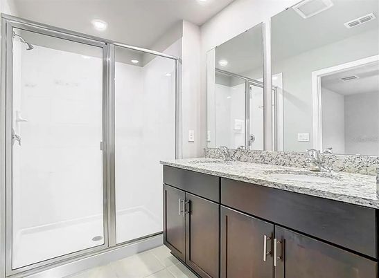 Bathroom, Glass Shower, Interior, Recessed Lighting