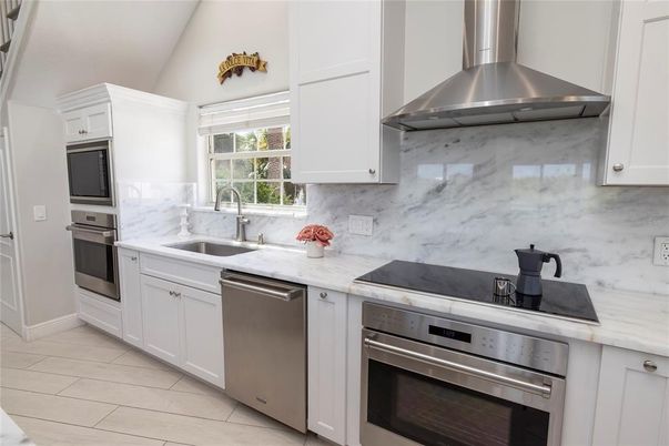 Interior, Kitchen, Marble Walls, Stainless Steel Appliances