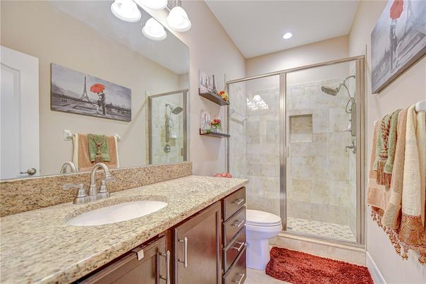 Bathroom, Glass Shower, Interior, Recessed Lighting