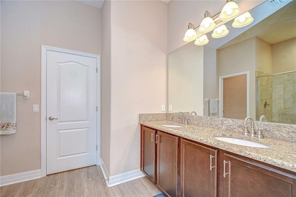 Bathroom, Dual Sink Vanities, Interior, Wood Texture Flooring