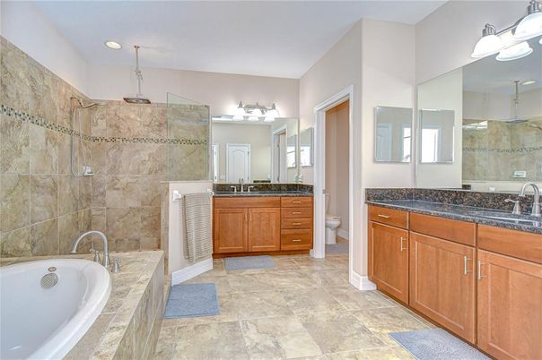 Bathroom, Dual Sink Vanities, Glass Shower, Interior, Recessed Lighting