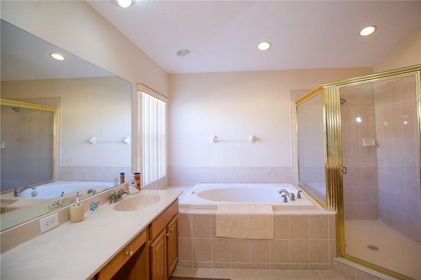 Bathroom, Dual Sink Vanities, Glass Shower, Interior, Recessed Lighting