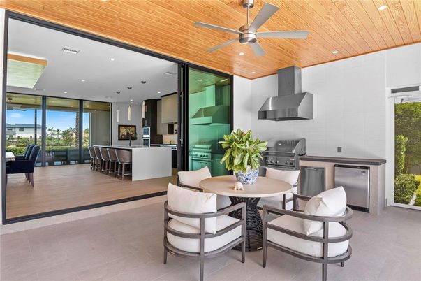Dining room, Interior, Kitchen, Pendant Lights, Recessed Lighting, Stainless Steel Appliances, Wooden Ceilings