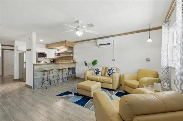 Interior, Kitchen, Living room, Pendant Lights, Recessed Lighting, Stainless Steel Appliances, Wood Texture Flooring