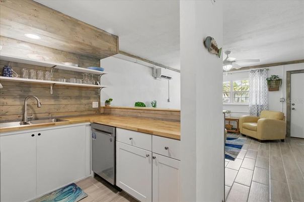 Interior, Kitchen, Recessed Lighting, Wood Texture Flooring
