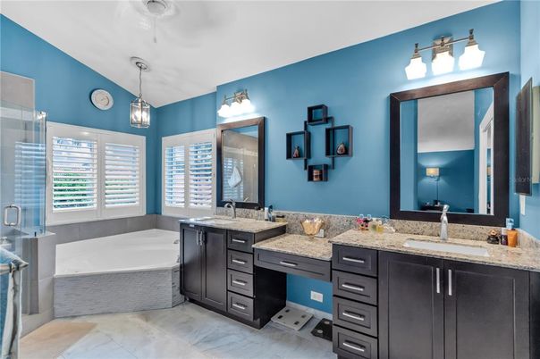 Bathroom, Dual Sink Vanities, Interior, Pendant Lights