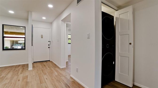 Interior, Recessed Lighting, Utility Closets, Washer, Wood Texture Flooring
