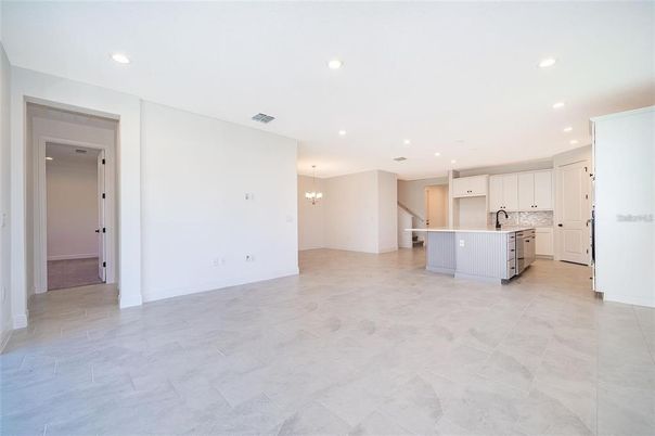 Chandelier, Empty room, Interior, Kitchen, Recessed Lighting