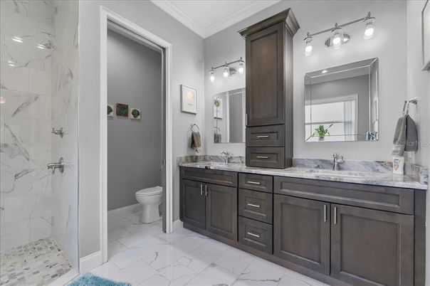 Bathroom, Dual Sink Vanities, Interior, Marble, Marble Walls