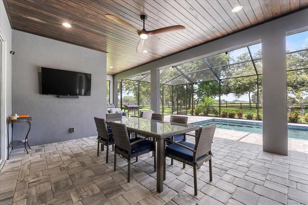 Dining room, Glass Ceilings, Interior, Pool, Recessed Lighting, Sun Room, Wooden Ceilings