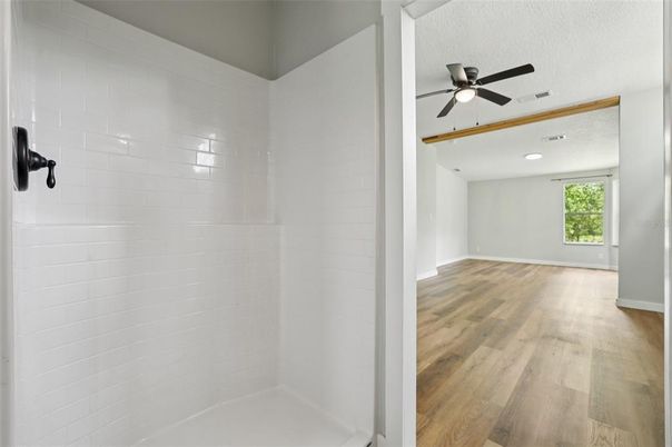 Empty room, Interior, Recessed Lighting, Wood Texture Flooring