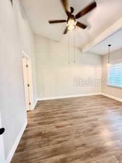 Empty room, Interior, Pendant Lights, Wood Texture Flooring