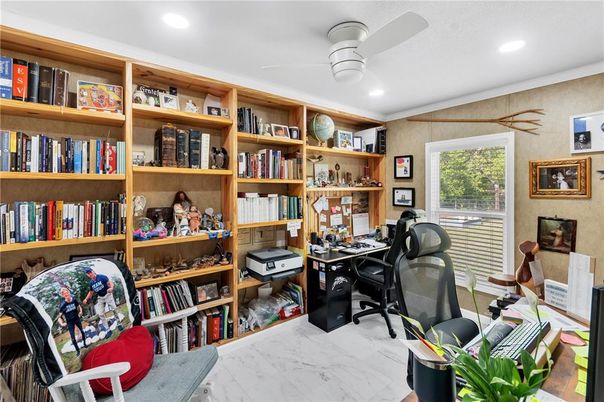 Home Office, Interior, Marble, Recessed Lighting
