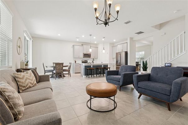 Dining room, Interior, Kitchen, Living room, Pendant Lights, Recessed Lighting, Stainless Steel Appliances