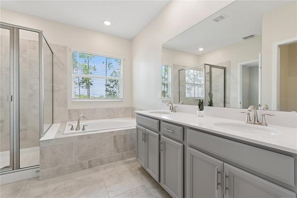 Bathroom, Dual Sink Vanities, Glass Shower, Interior, Recessed Lighting