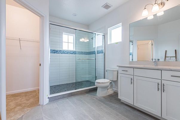 Bathroom, Glass Shower, Interior, Recessed Lighting