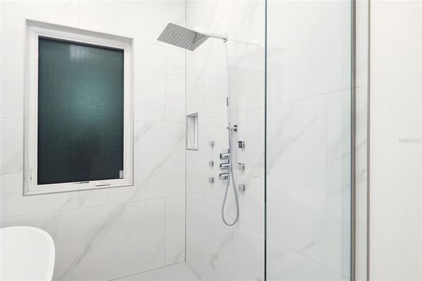 Bathroom, Glass Shower, Interior, Marble Walls