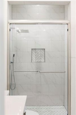 Bathroom, Glass Shower, Interior, Marble Walls