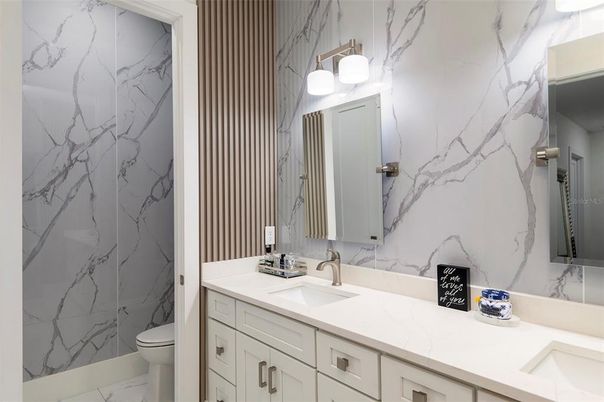 Bathroom, Dual Sink Vanities, Interior, Marble, Marble Walls