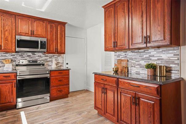 Interior, Kitchen, Stainless Steel Appliances, Wood Texture Flooring