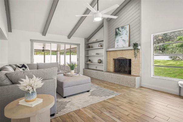 Fireplace, Interior, Living room, Wood Texture Flooring